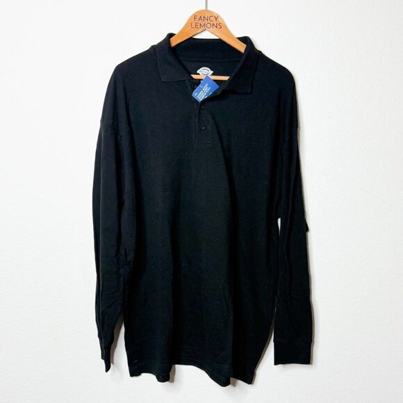 Dickies NWT! Black Long Sleeve Polo Shirt Men's Workwear Uniform Size 2XL - Picture 1 of 6